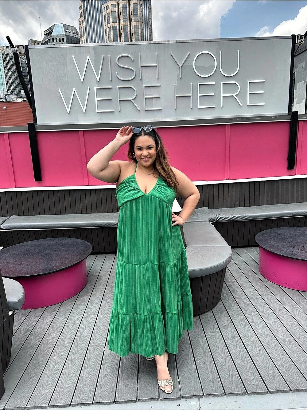 Green Pleated Maxi Dress Like New
